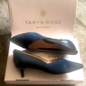 NWTB!! 🔥Taryn Rose Suede and Leather Kitten Heel Pumps - Nadine, Midnight - 8M